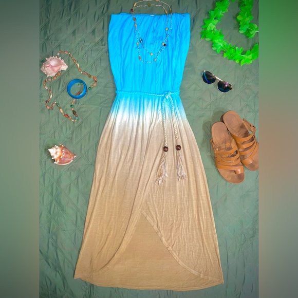 BOSTON PROPER Ombré Strapless Wrap Dress, sz XS, EUC - Picture 2 of 6